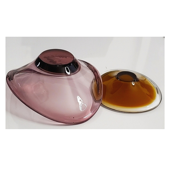 Vntg 10" Amythest & 7 1/2" Amber Art Glass Bowls - Picture 4 of 11